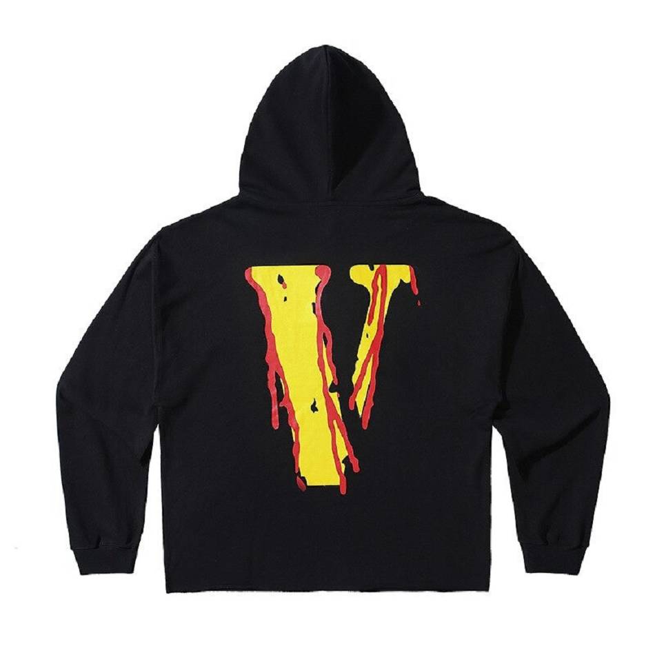 Moletom Com Capuz Vlone Smiley Face Algodão Homens Pretas | PT_J1623