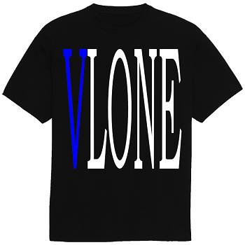 Camiseta Vlone Blue V Printed Homens Pretas | PT_GB7554