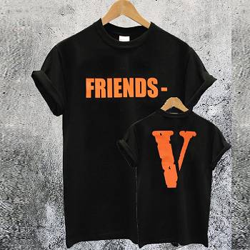 Camiseta Vlone Friends Print Homens Pretas | PT_H5744