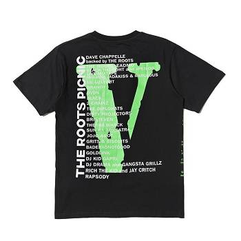 Camiseta Vlone Roots Picnic Venda Imperdível Pretas | PT_QA2554
