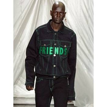 Casaco Vlone Street Estilo Denim Homens Pretas | PT_WX7110